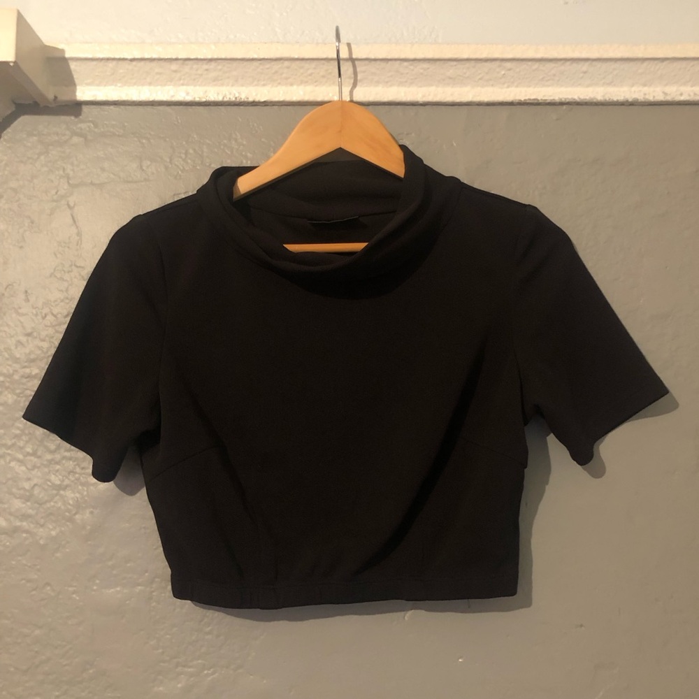 Pinup Girl Clothing | Couture for Everybody | Black Cowl Neck Crop Top | Large